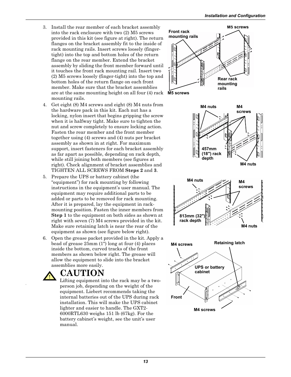 Caution | Liebert GXT2-6000RTL630 User Manual | Page 17 / 44