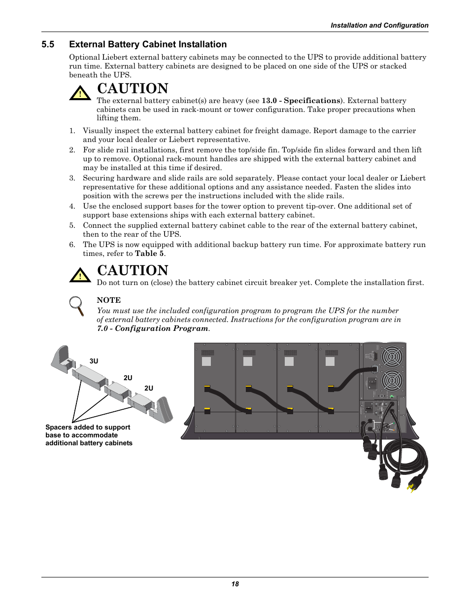 5 external battery cabinet installation, External battery cabinet installation, Caution | Liebert GXT2-6000RTL630 User Manual | Page 22 / 44