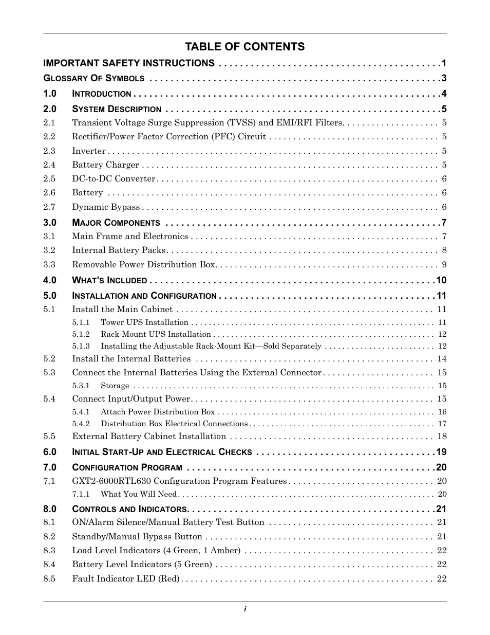 Liebert GXT2-6000RTL630 User Manual | Page 3 / 44