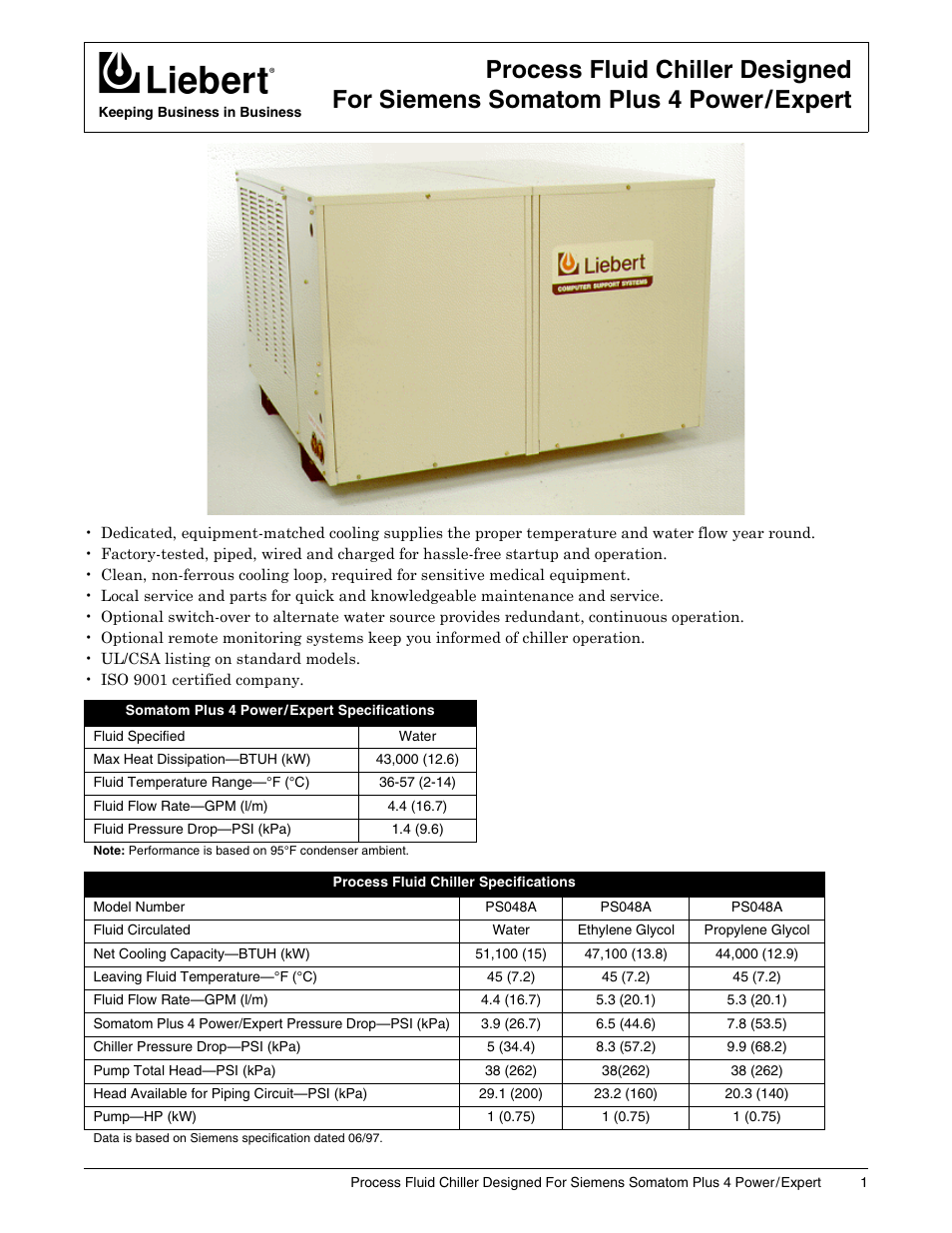 Liebert Process Fluid Chiller PS048A User Manual | 2 pages