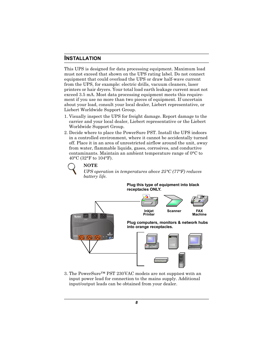 Installation, Nstallation | Liebert 500-650 VA User Manual | Page 12 / 24