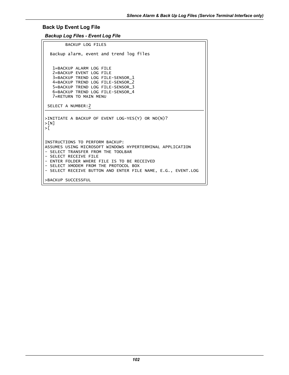 Back up event log file | Liebert Universal Monitor User Manual | Page 110 / 144