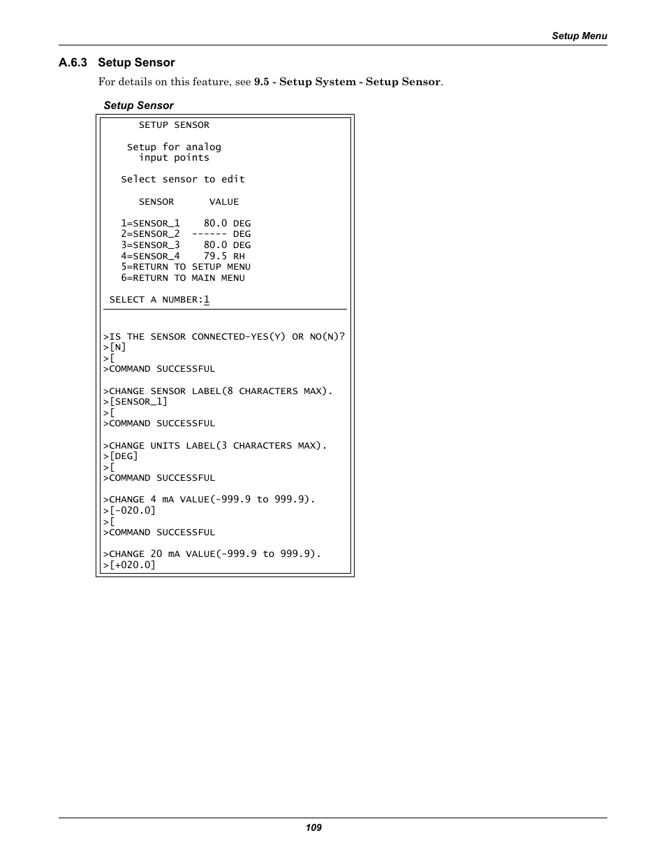 A.6.3 setup sensor, A.6.3, Setup sensor | Section a.6.3 | Liebert Universal Monitor User Manual | Page 117 / 144