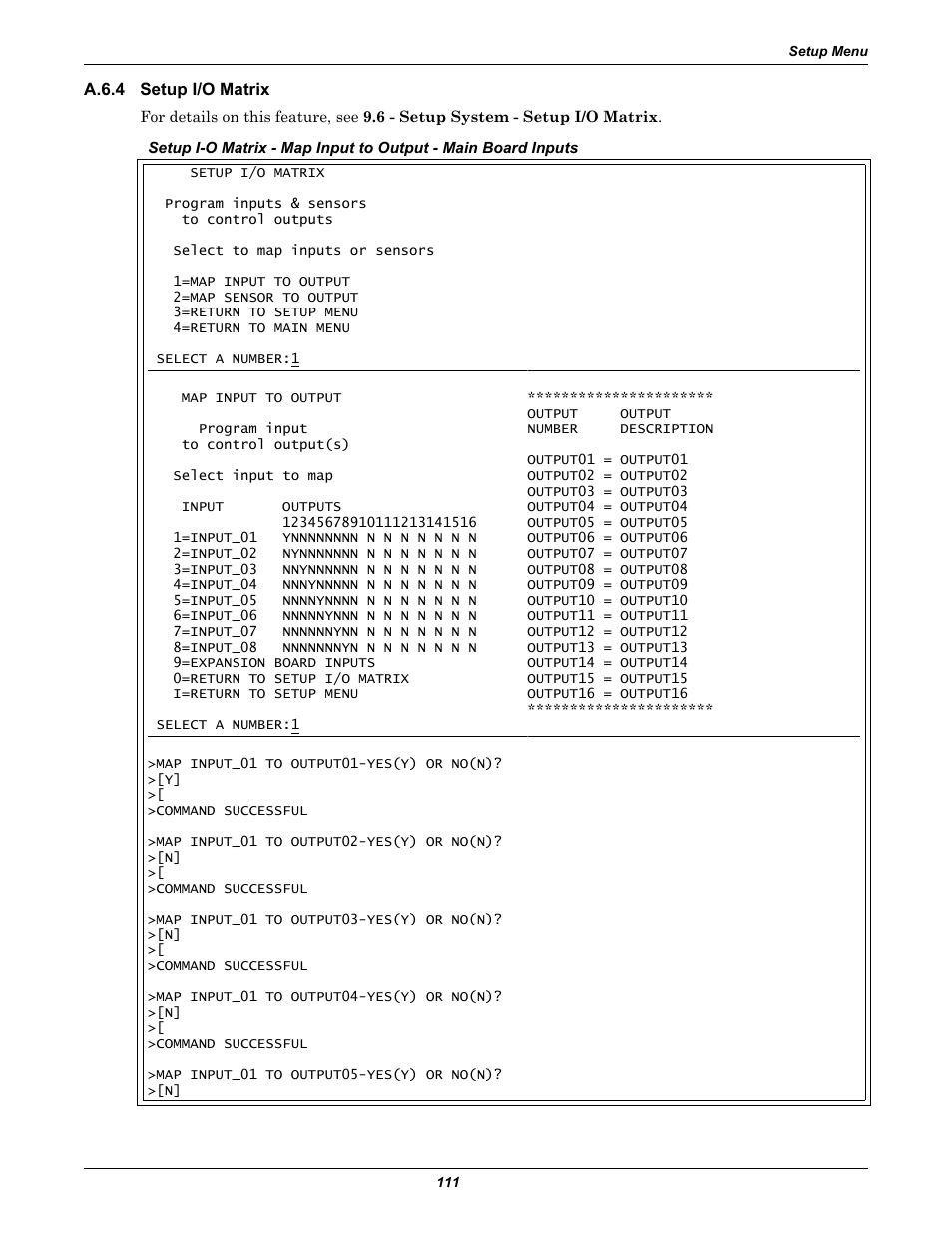 A.6.4 setup i/o matrix, A.6.4, Setup i/o matrix | Section a.6.4 | Liebert Universal Monitor User Manual | Page 119 / 144