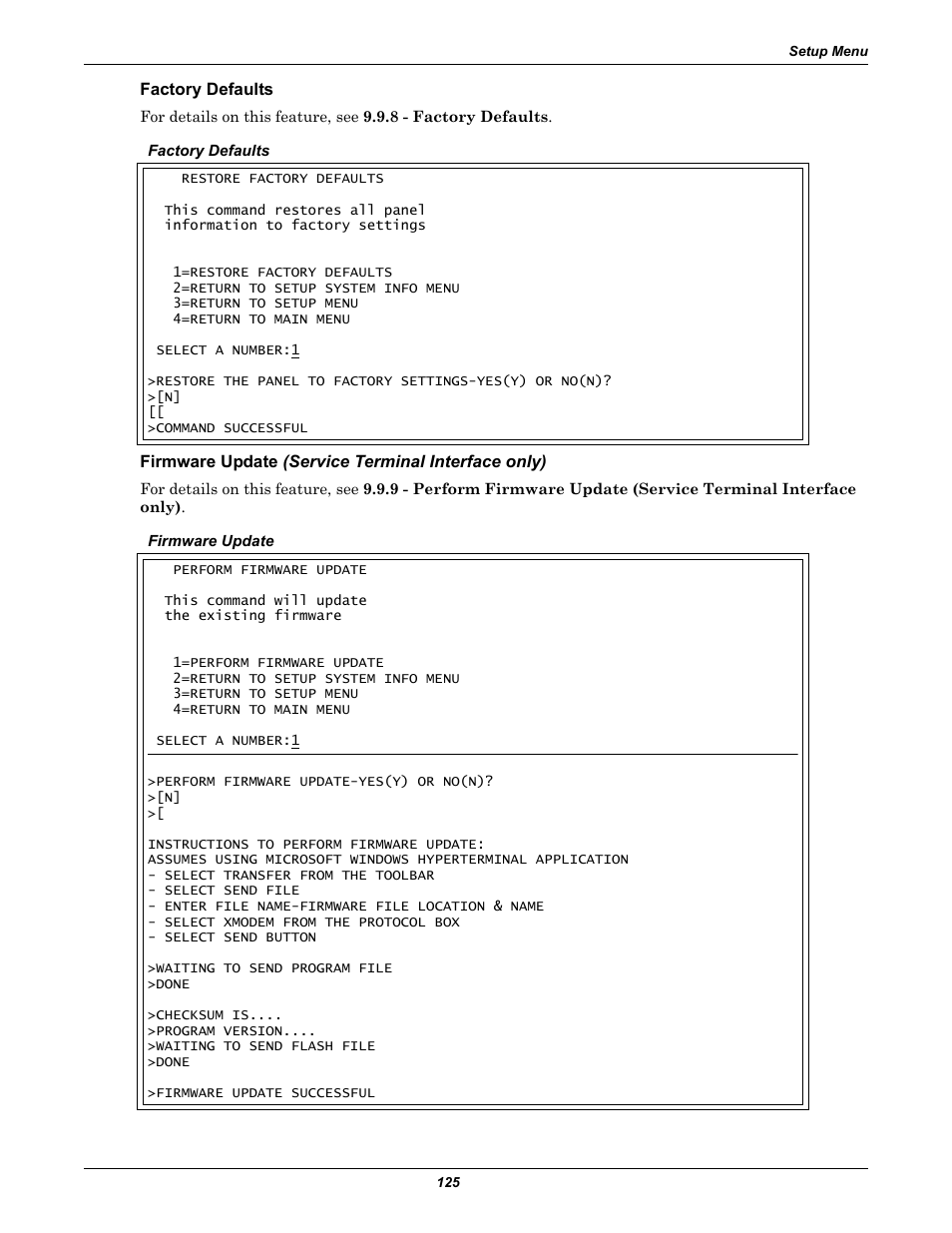 Factory defaults, Firmware update (service terminal interface only) | Liebert Universal Monitor User Manual | Page 133 / 144