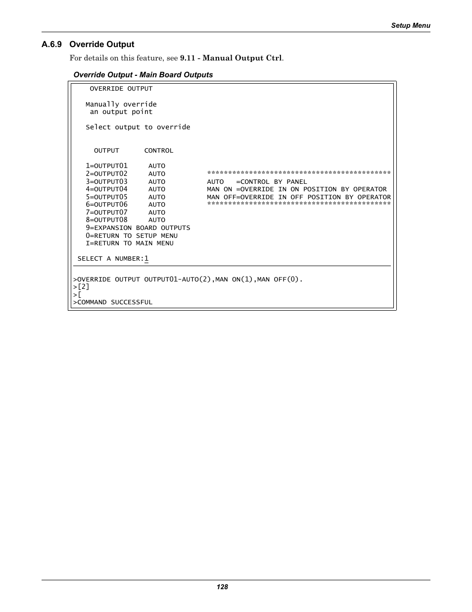 A.6.9 override output, A.6.9, Override output | Section a.6.9 | Liebert Universal Monitor User Manual | Page 136 / 144