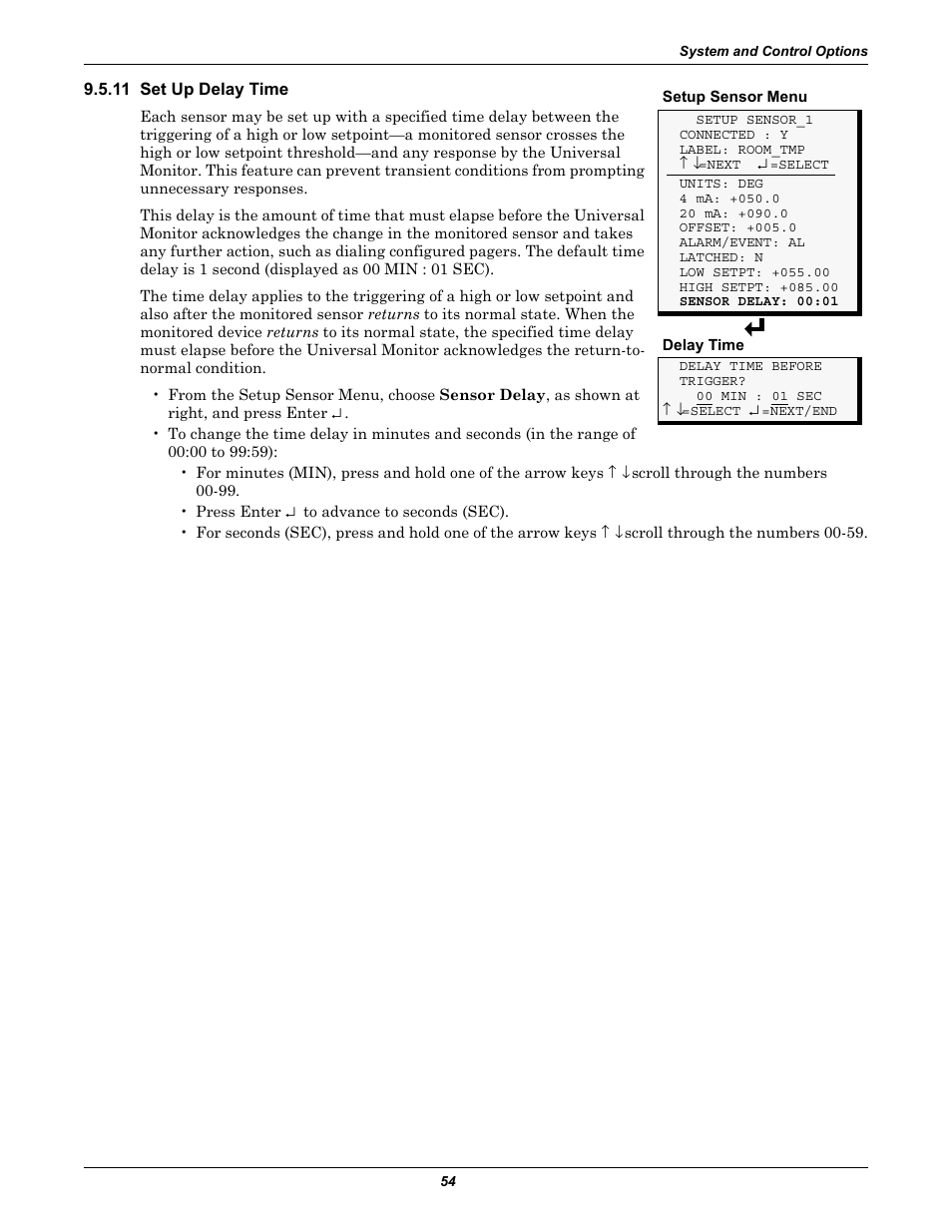 11 set up delay time | Liebert Universal Monitor User Manual | Page 62 / 144