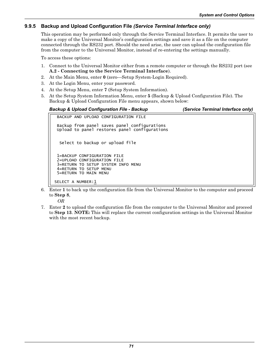 Backup and upload configuration file | Liebert Universal Monitor User Manual | Page 79 / 144