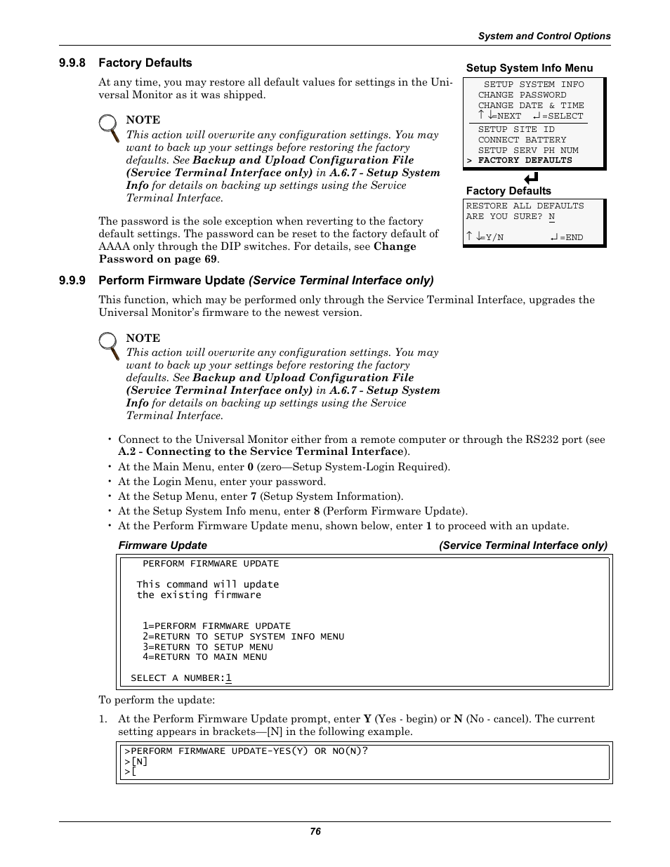 8 factory defaults, Factory defaults, Perform firmware update (service t | Perform firmware update | Liebert Universal Monitor User Manual | Page 84 / 144