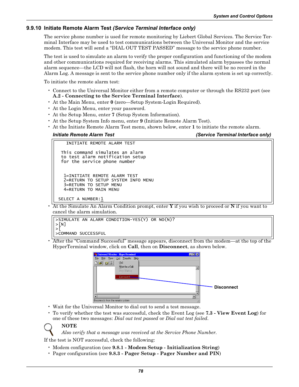 Initiate remote alarm test | Liebert Universal Monitor User Manual | Page 86 / 144