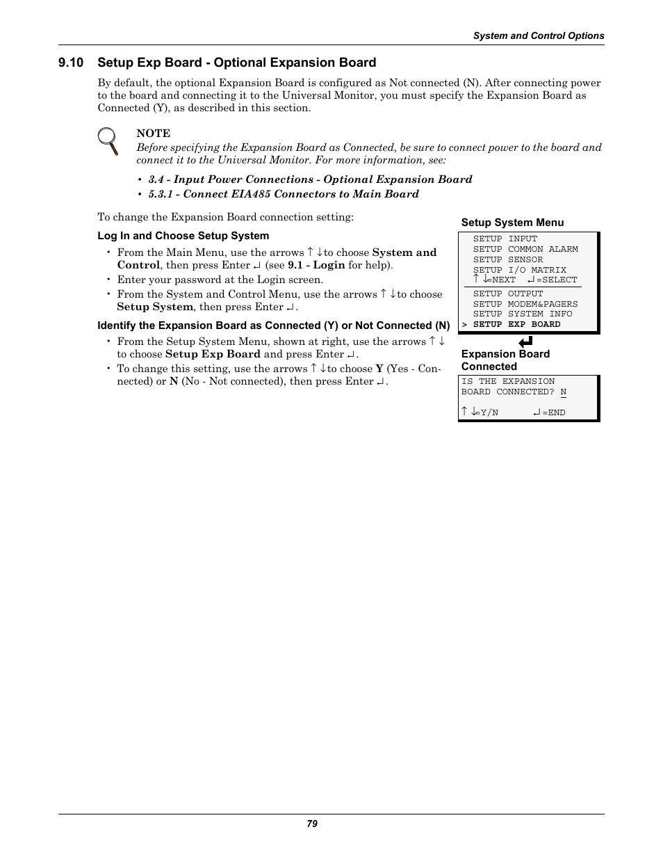 10 setup exp board - optional expansion board, Setup exp board - optional expansion board, Setup exp board - optional | Expansion board, Manual output ctrl | Liebert Universal Monitor User Manual | Page 87 / 144