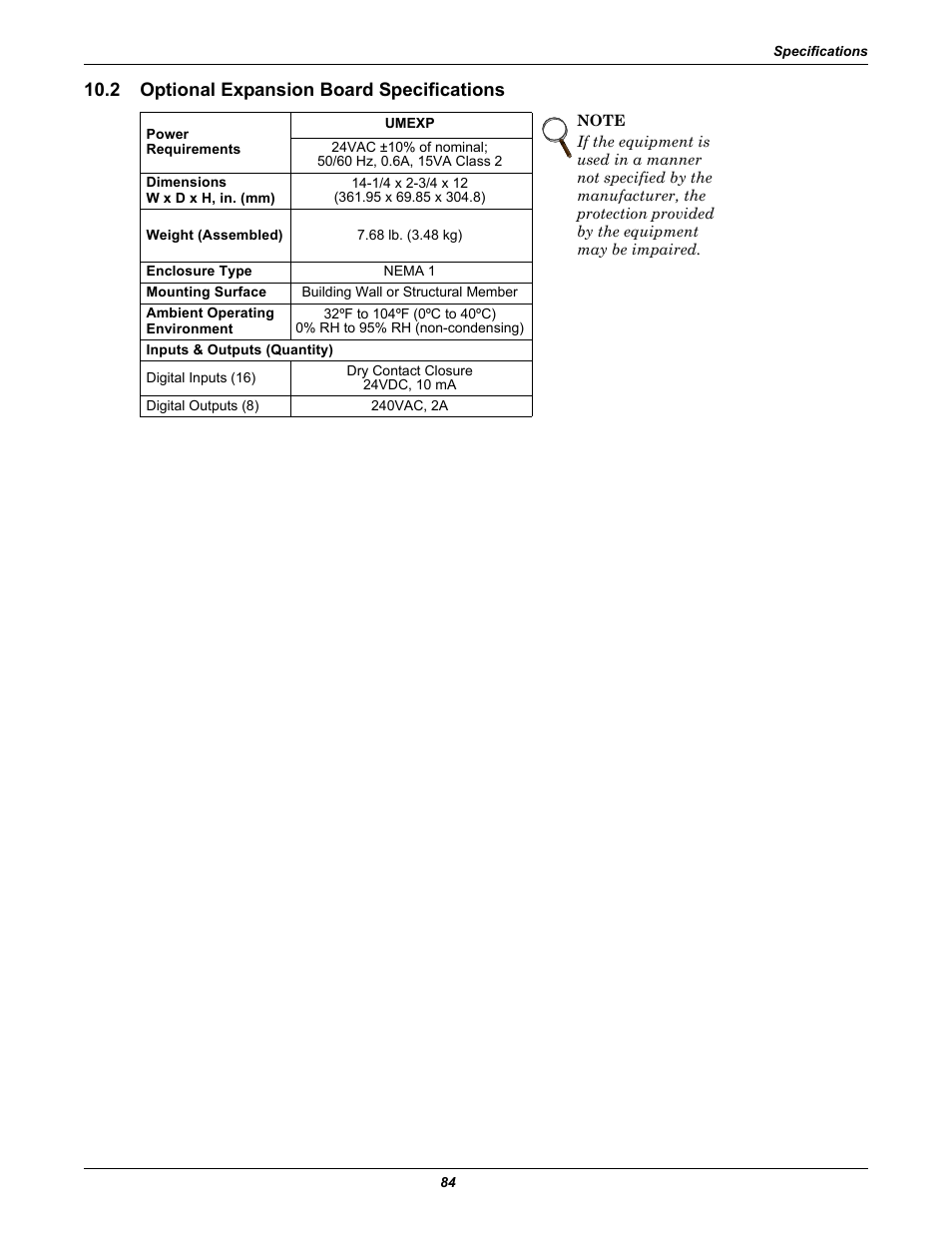 2 optional expansion board specifications, Optional expansion board specifications | Liebert Universal Monitor User Manual | Page 92 / 144