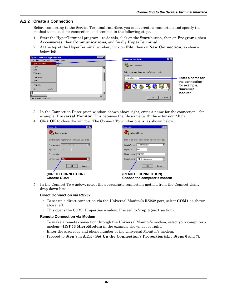A.2.2 create a connection, A.2.2, Create a connection | Liebert Universal Monitor User Manual | Page 95 / 144