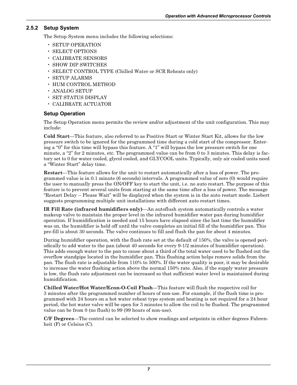 2 setup system, Setup operation, Setup system | Liebert CHALLENGER 3000 User Manual | Page 15 / 76
