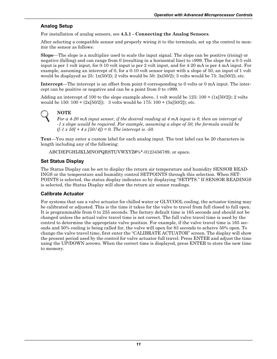 Analog setup, Set status display, Calibrate actuator | Liebert CHALLENGER 3000 User Manual | Page 19 / 76