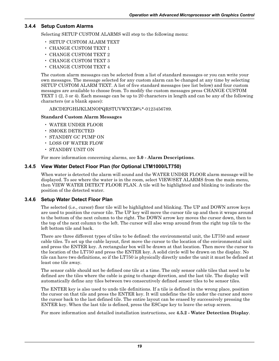 4 setup custom alarms, 6 setup water detect floor plan, Setup custom alarms | Setup water detect floor plan | Liebert CHALLENGER 3000 User Manual | Page 27 / 76