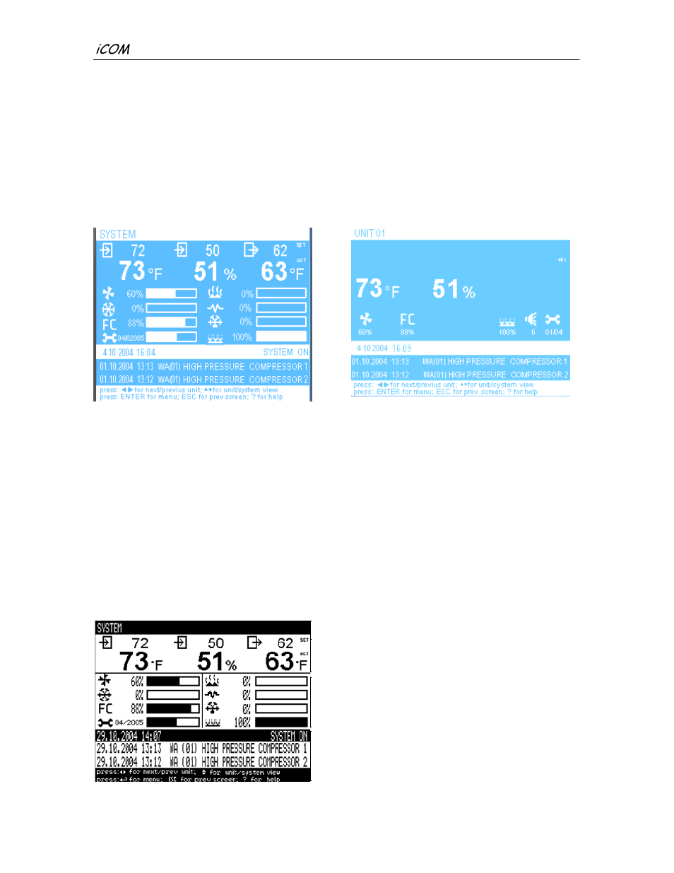 Status display, Programming functions | Liebert iCOM Microprocessor TM-10098 User Manual | Page 57 / 170