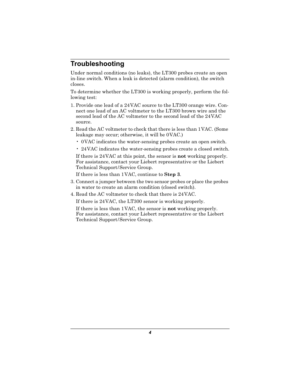 Troubleshooting, Roubleshooting | Liebert Liqui-tect 300 User Manual | Page 8 / 10