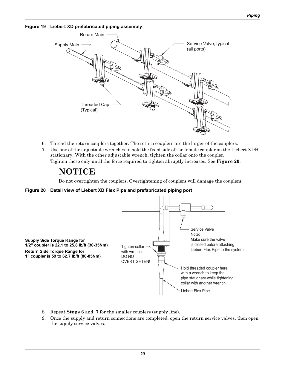Figure 19 liebert xd prefabricated piping assembly, Notice | Liebert Cooling Modules XDH User Manual | Page 24 / 36
