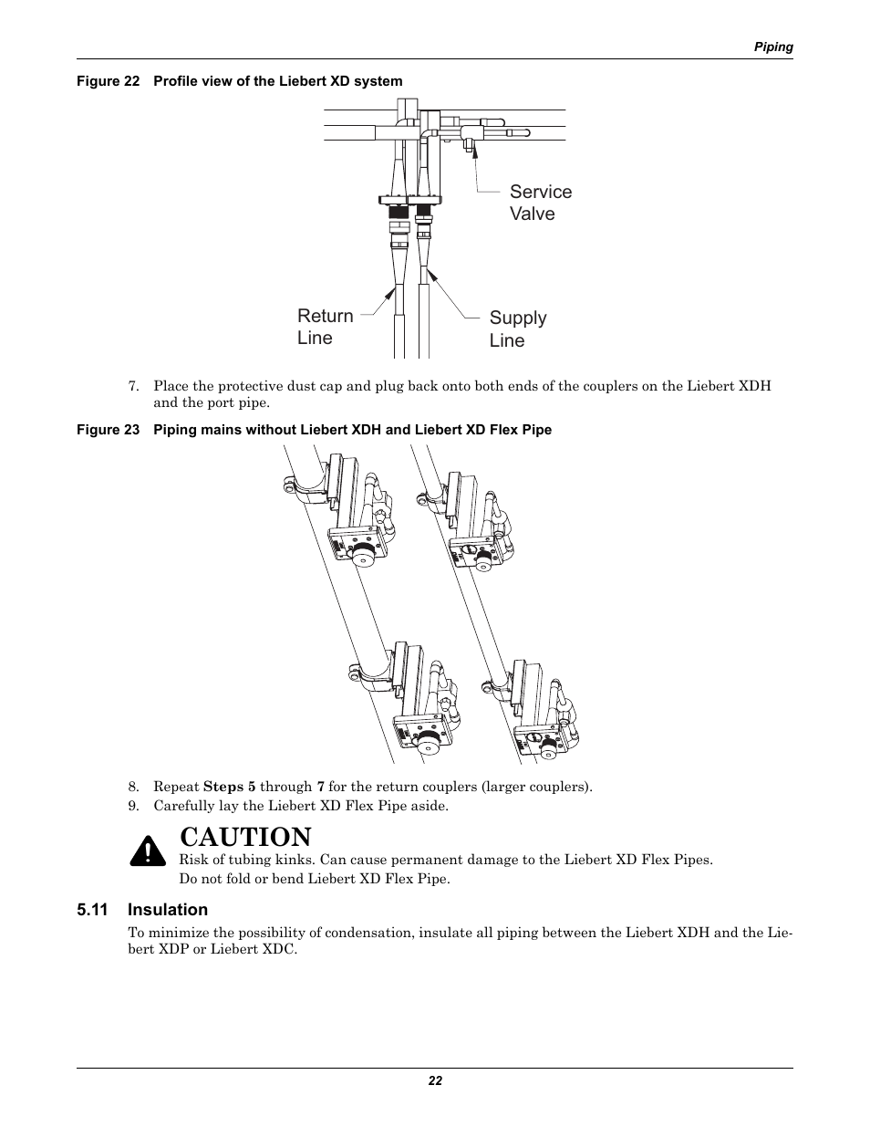 Figure 22 profile view of the liebert xd system, 11 insulation, Insulation | Caution | Liebert Cooling Modules XDH User Manual | Page 26 / 36