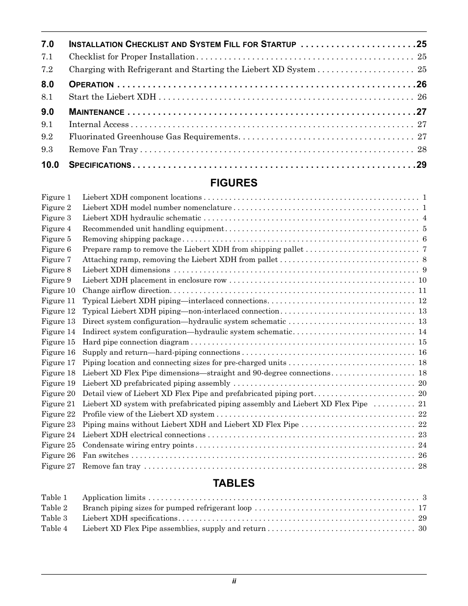 Figures, Tables | Liebert Cooling Modules XDH User Manual | Page 4 / 36