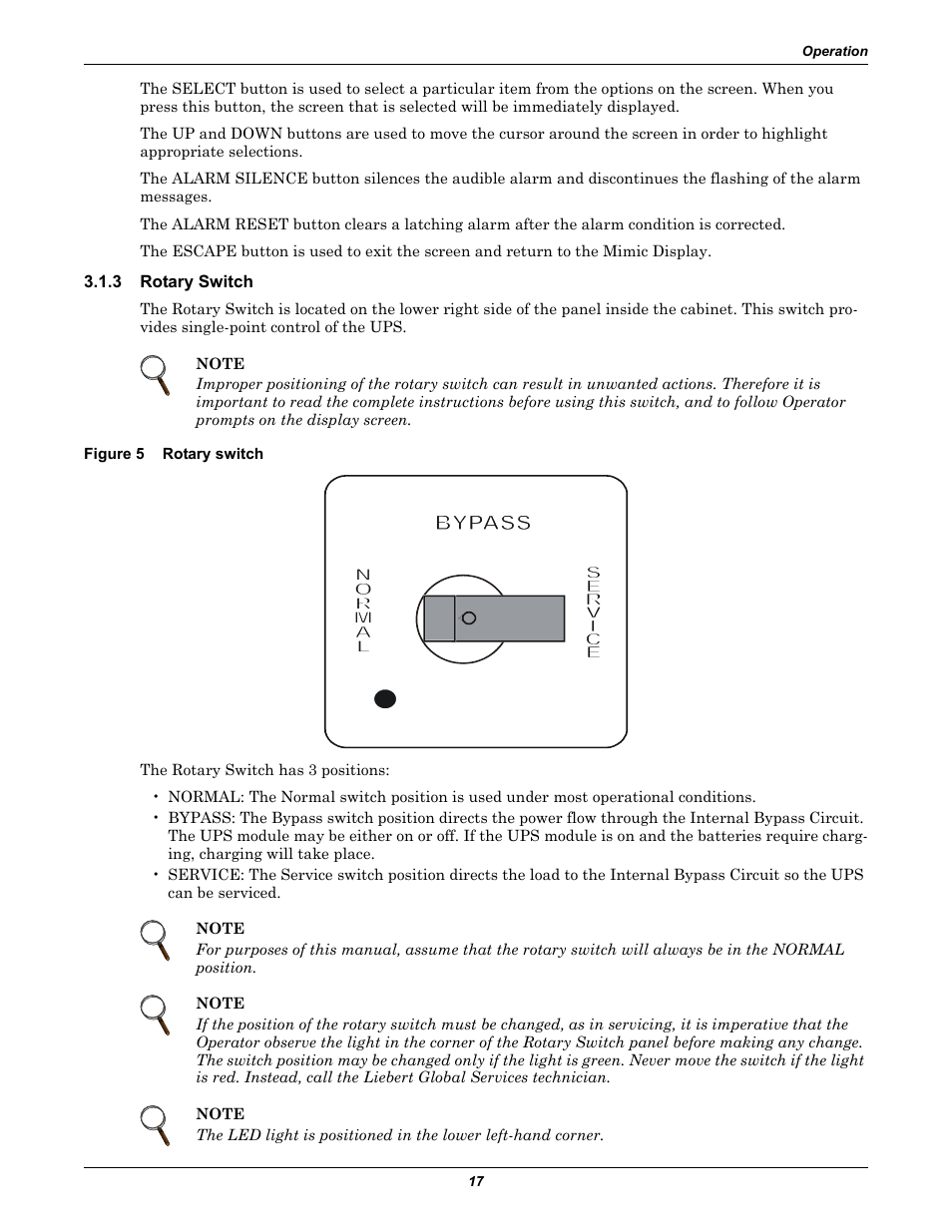 3 rotary switch, Figure 5 rotary switch, Rotary switch | Figure 5 | Liebert 30-130kVA User Manual | Page 25 / 112