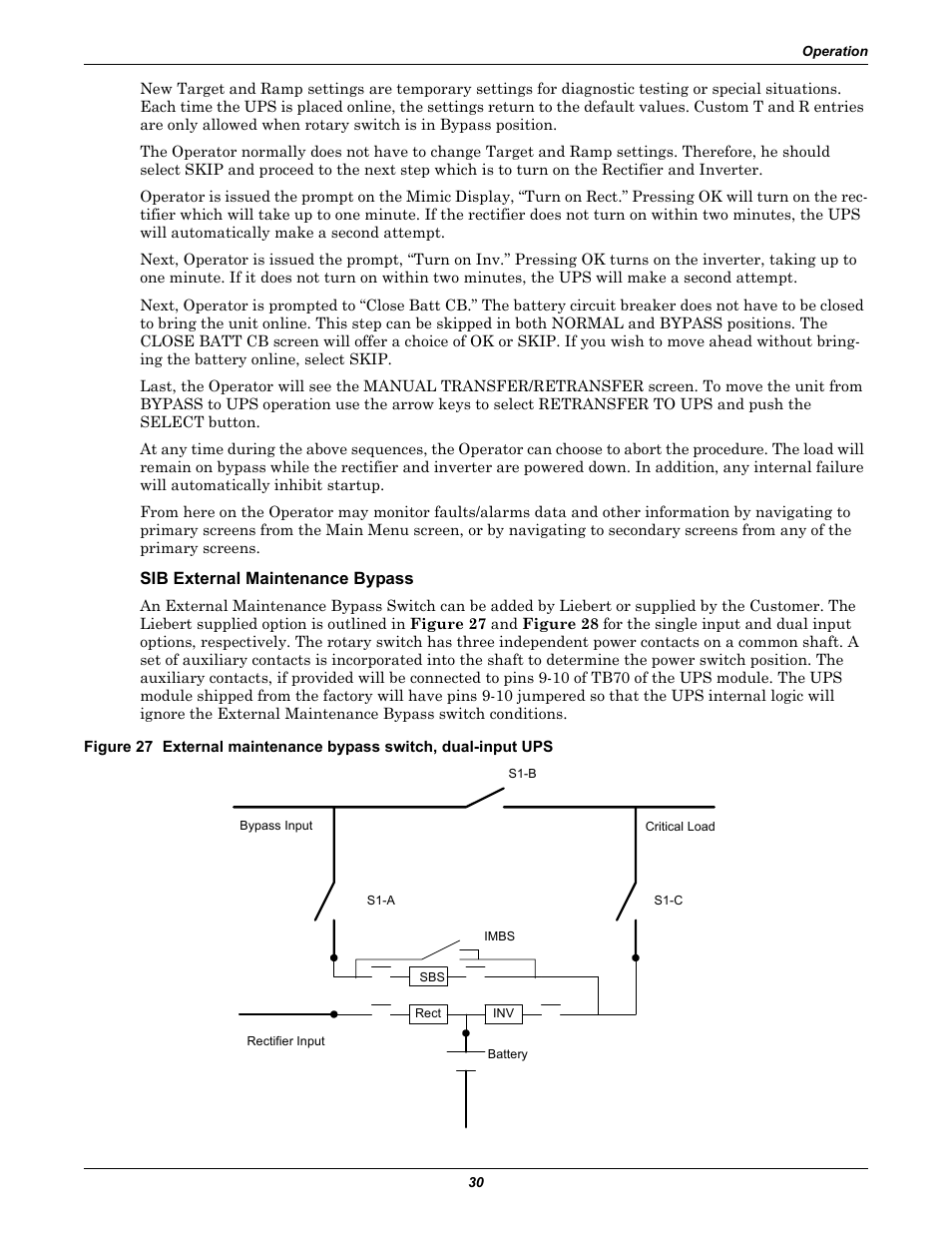 Sib external maintenance bypass | Liebert 30-130kVA User Manual | Page 38 / 112