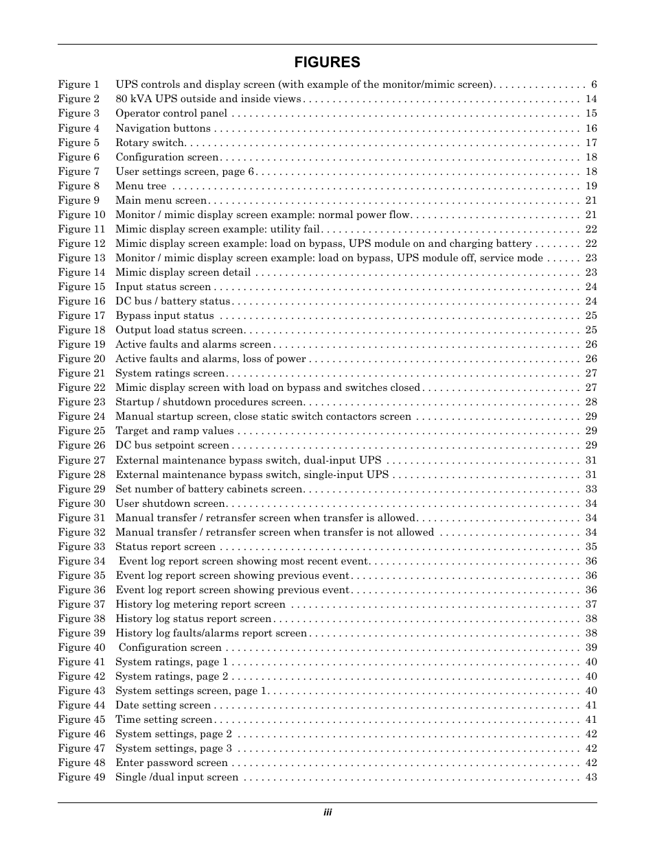 Figures | Liebert 30-130kVA User Manual | Page 5 / 112