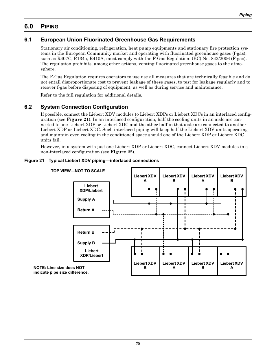 0 piping, 2 system connection configuration, Iping | System connection configuration | Liebert Cooling System XDV User Manual | Page 25 / 48