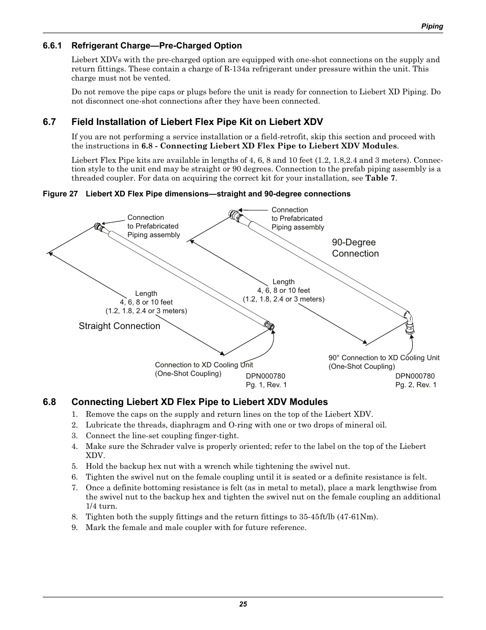 1 refrigerant charge—pre-charged option, Refrigerant charge—pre-charged option, 7 - field | Liebert Cooling System XDV User Manual | Page 31 / 48