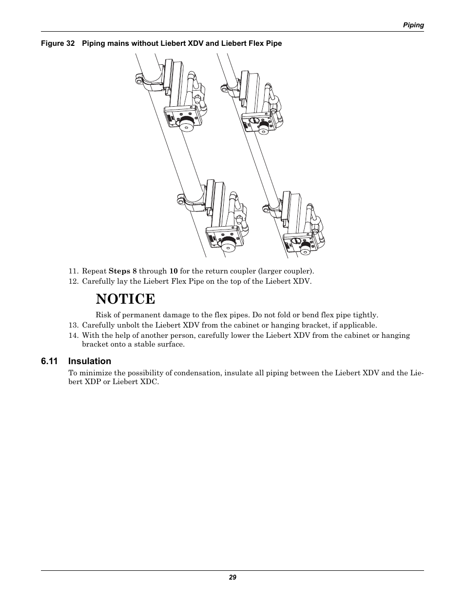 11 insulation, Insulation, Notice | Liebert Cooling System XDV User Manual | Page 35 / 48