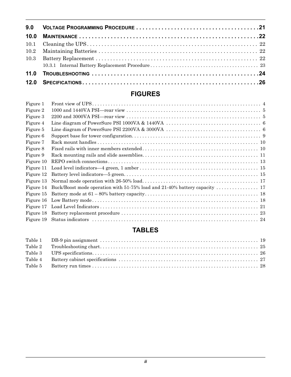 Figures, Tables | Liebert PSITM User Manual | Page 4 / 34