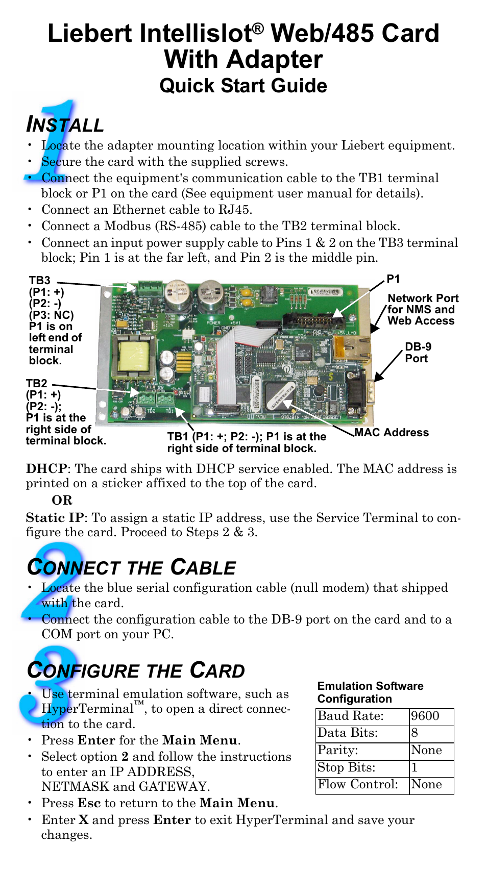 Liebert Intellislot Web/485 User Manual | 2 pages