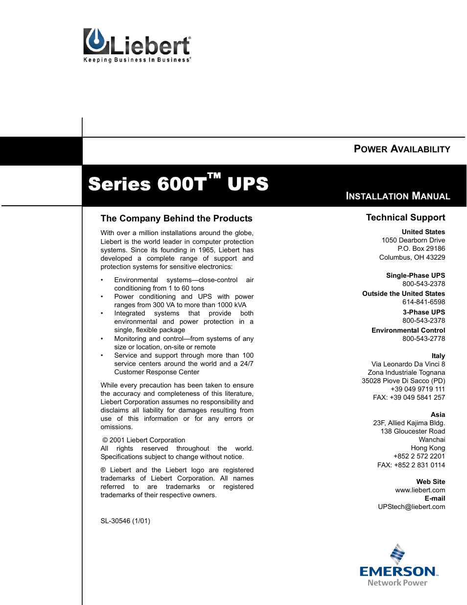 Series 600t | Liebert 600T User Manual | Page 88 / 88