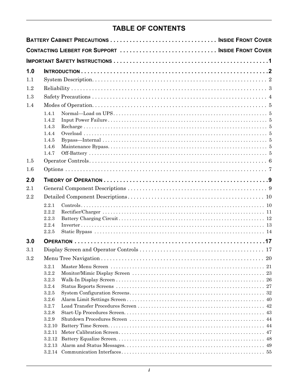 Liebert 610 User Manual | Page 3 / 104