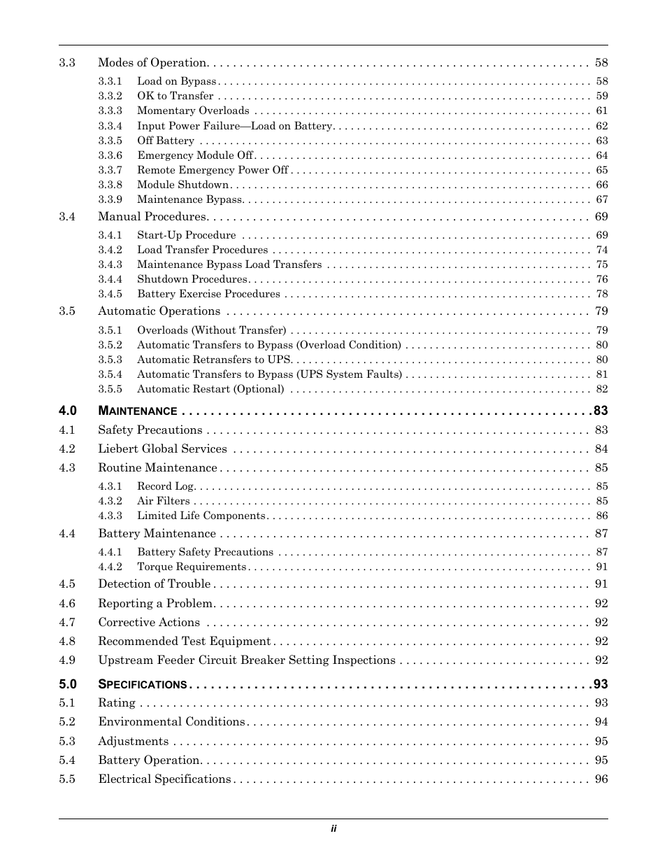 Liebert 610 User Manual | Page 4 / 104