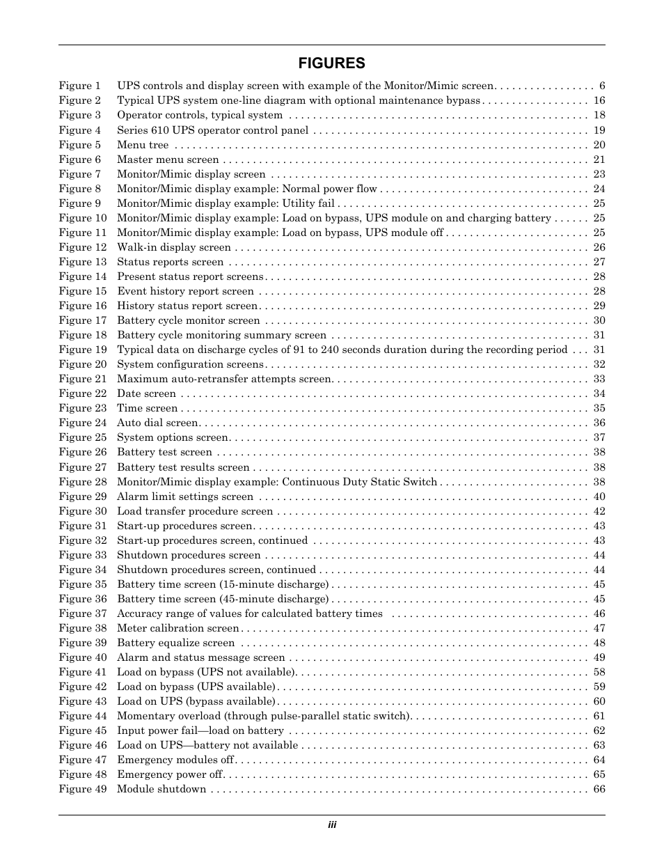 Figures | Liebert 610 User Manual | Page 5 / 104