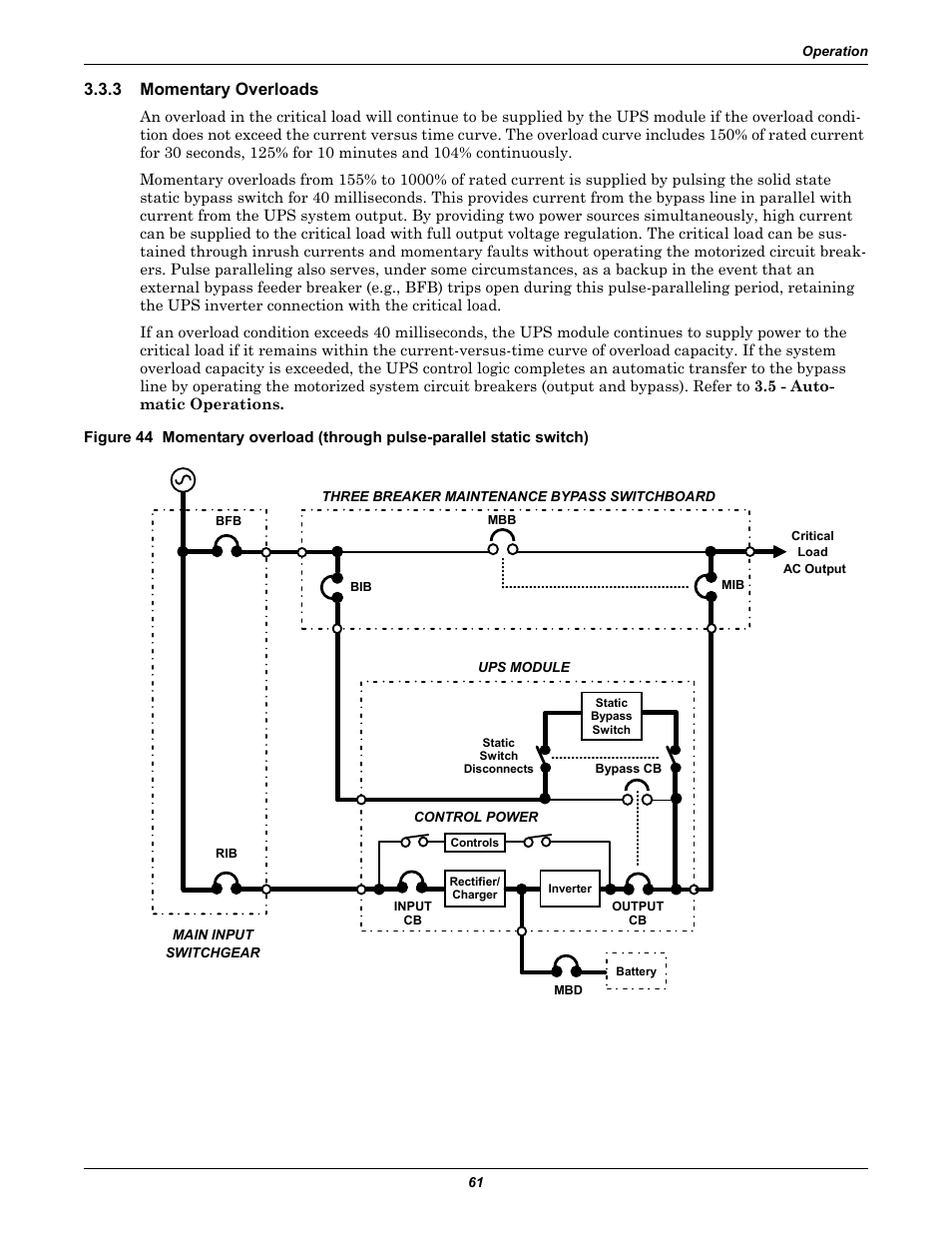 3 momentary overloads, Momentary overloads | Liebert 610 User Manual | Page 67 / 104