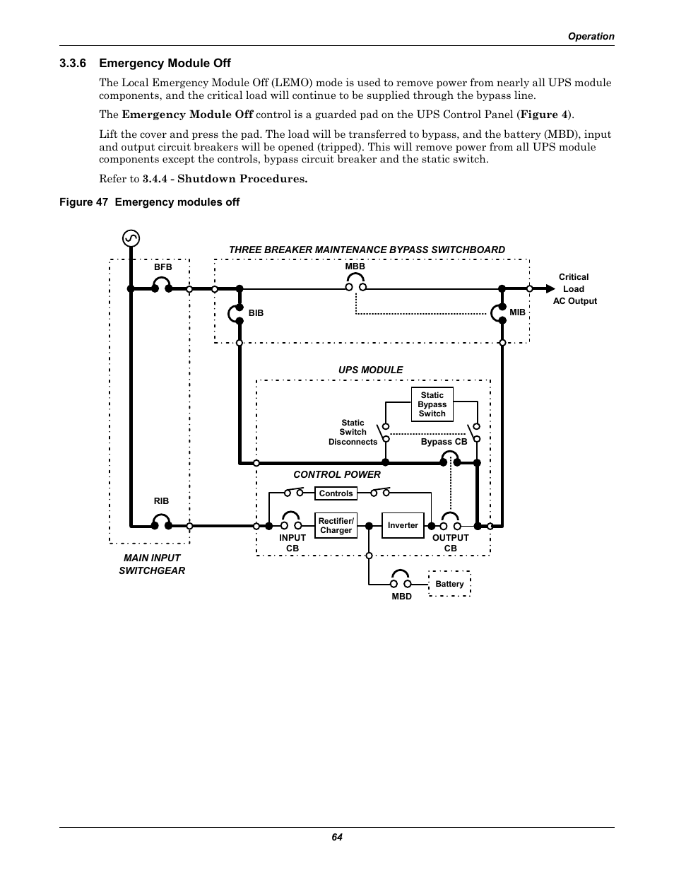 6 emergency module off, Figure 47 emergency modules off, Emergency module off | Liebert 610 User Manual | Page 70 / 104