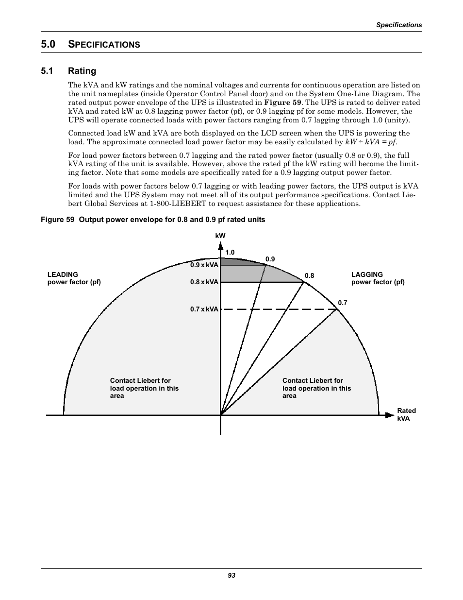 0 specifications, 1 rating, Pecifications | Rating | Liebert 610 User Manual | Page 99 / 104