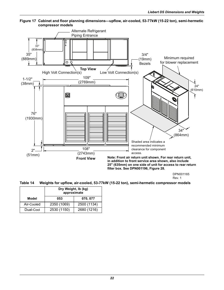 Semi-hermetic compressor models, Table 14 | Liebert Precision Cooling System DS User Manual | Page 32 / 136