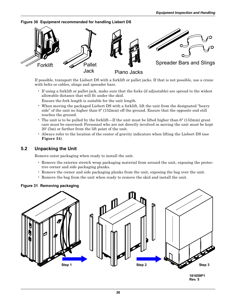 2 unpacking the unit, Figure 31 removing packaging, Unpacking the unit | Liebert Precision Cooling System DS User Manual | Page 46 / 136