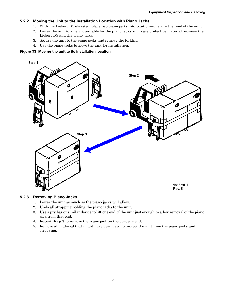 3 removing piano jacks, Removing piano jacks | Liebert Precision Cooling System DS User Manual | Page 48 / 136