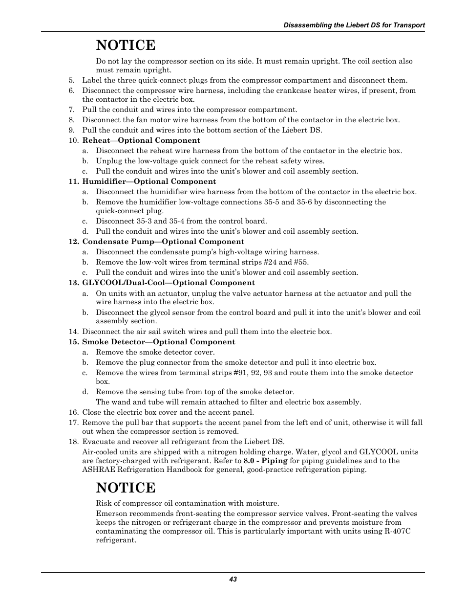 Notice | Liebert Precision Cooling System DS User Manual | Page 53 / 136