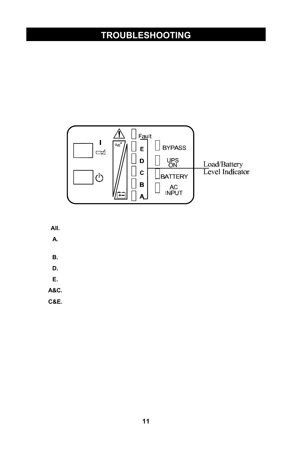 Troubleshooting | Liebert GXTTM User Manual | Page 13 / 30