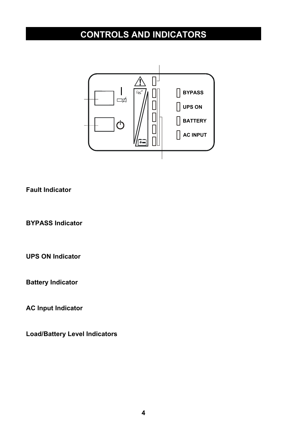 Controls and indicators | Liebert GXTTM User Manual | Page 6 / 30