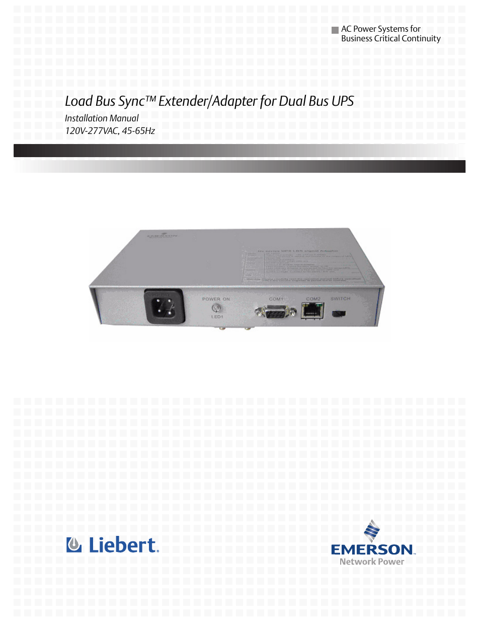 Liebert Extender/Adapter User Manual | 8 pages