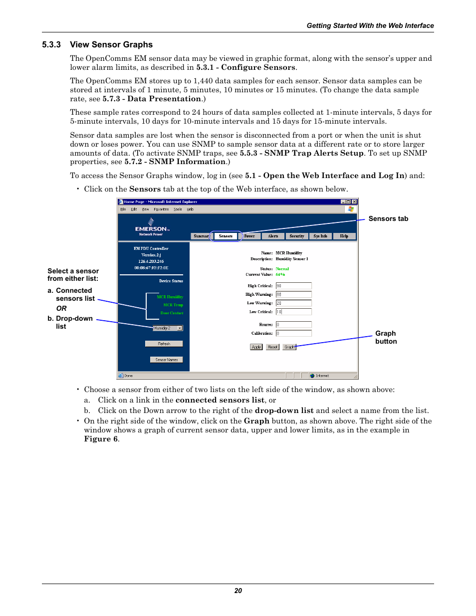 3 view sensor graphs, View sensor graphs, 3 - view sensor graphs ) | Section 5.3.3 | Liebert EM User Manual | Page 26 / 48