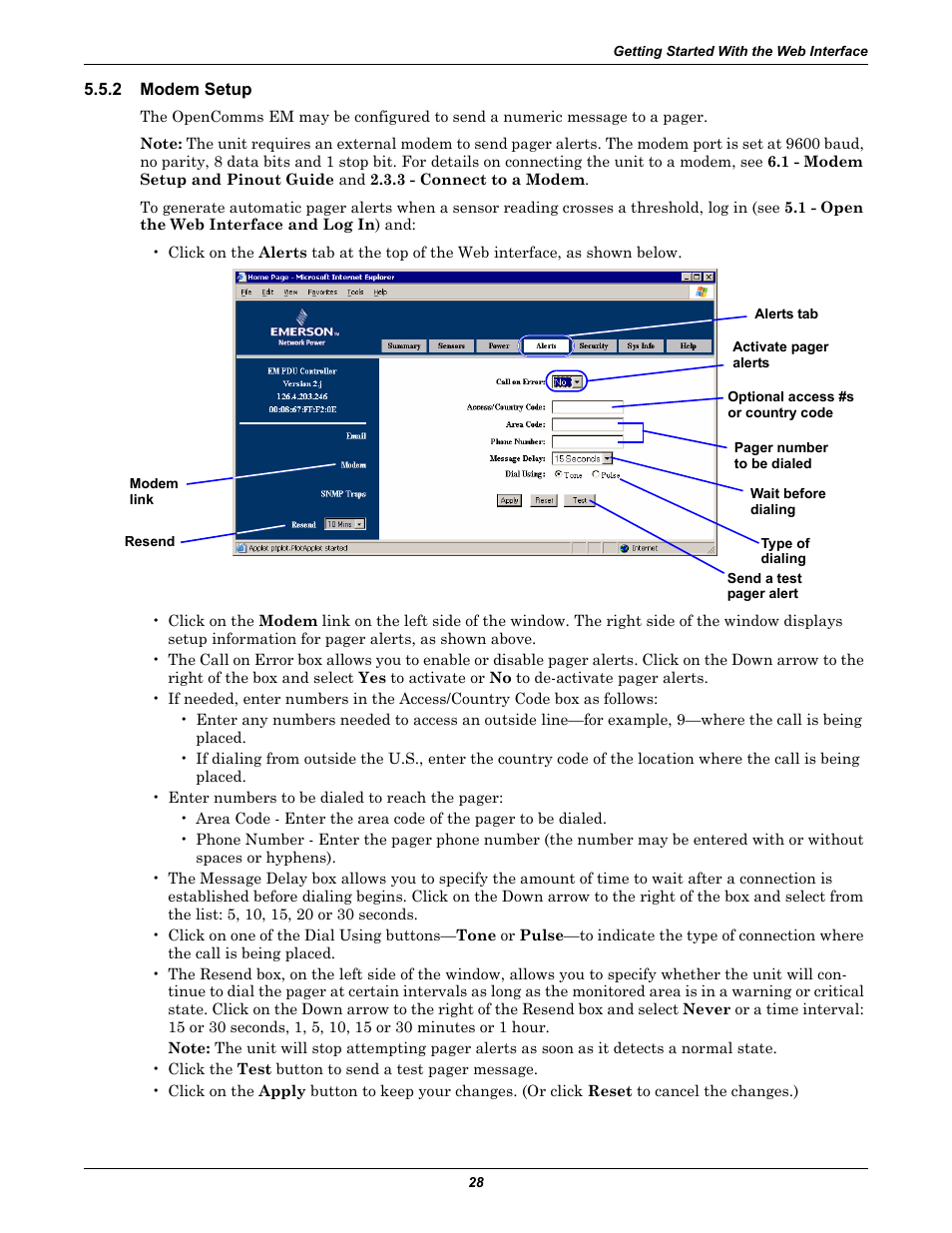 2 modem setup, Modem setup, 2 - modem setup ) | Liebert EM User Manual | Page 34 / 48