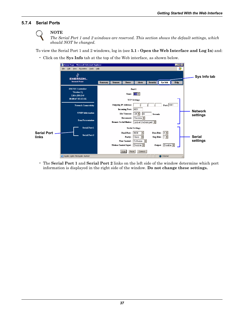 4 serial ports, Serial ports, 4 - serial ports | Ee 5.7.4 - serial ports ) | Liebert EM User Manual | Page 43 / 48